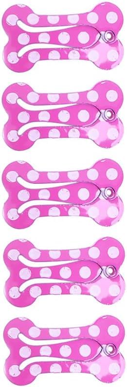 5 Pcs Dog Hair Clips Mini Bone Snap Dog Barrette Small Snap Hair Clips Pet Hair Barrettes Pet Hairpin Dog Hair Accessories Pet Supplies (Rose Red) image 3