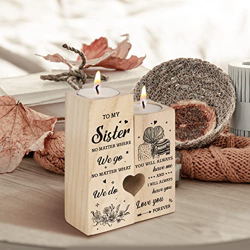 Niyewsor Christmas Sister Gifts from Sister, Heart Shaped Candle Holders Gifts for Sisters, Personalized Candle Gifts for Women Sister, Valentines Mothers Day Birthday Wedding Presents for Sister - Image 6