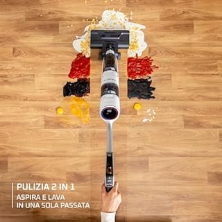 Rowenta X-Clean 5, Lavapavimenti Senza Fili, Aspira e Lava fino a 50 Minuti, Tecnologia Smart, Autopulizia e Asciugatura a 60°, con Assistente Vocale e Accessori Inclusi, Colore Bianco Neve, GZ5557