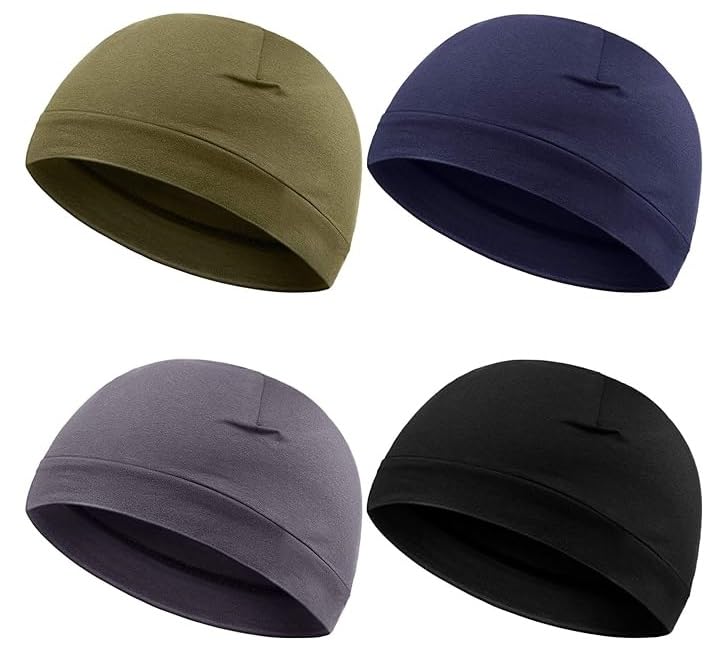 paropkar PAROPAKR Lightweight Summer Skull Caps Soft Cotton Lycra Beanie Hats Stretchy Helmet Liner Multifunctional Headwear for Men Women-picture-35