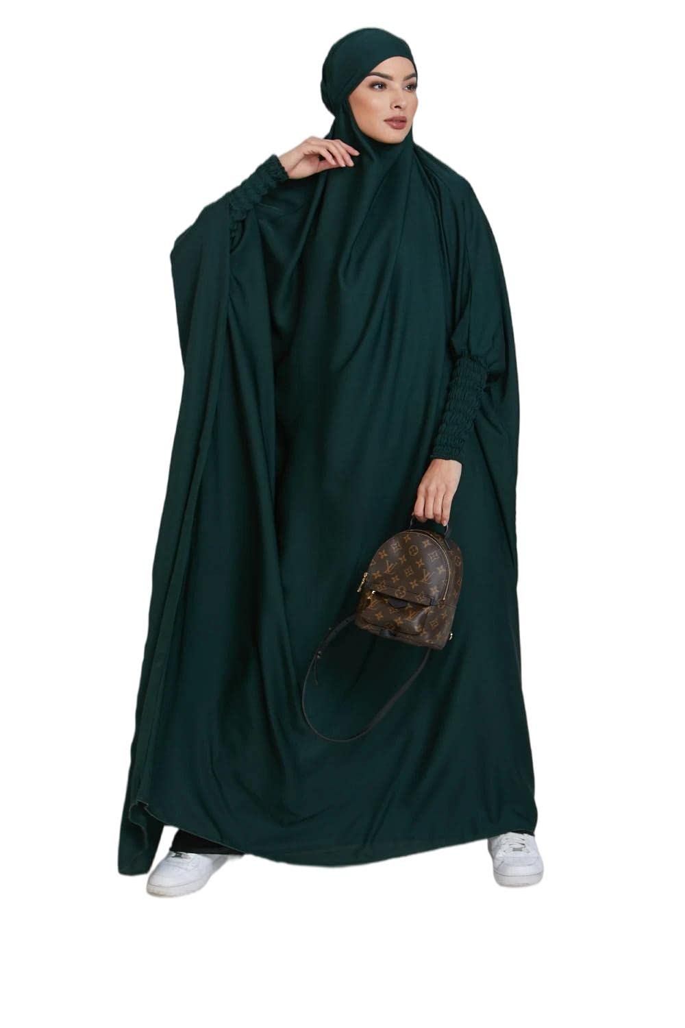 Ruig Women's Darkgreen Dress Muslim Prayer Abaya Islamic Robe Maxi African Kaftan Turkey Islam Dubai Turkey Full Length Dress With Hijab