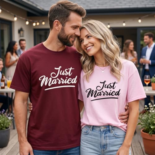 Image of Anniversary Matching Shirts, for Couple, Heart Design T-Shirt Set, Wedding Present, Honeymoon Outfit
