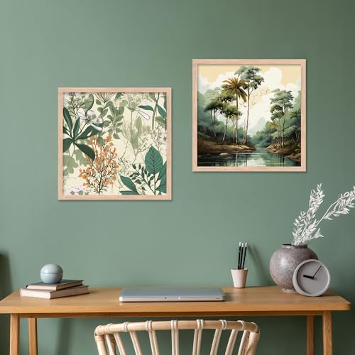 Image of kotart Painting for Wall Decoration - Wild theme wall art Painting for Living Room Bedroom Office Room Decor - Premium Digital Paintings with Frame for Home Decoration - Set of 2 Multicolor paintings (F)