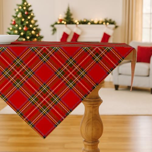 Vorysum Rotes Karomuster Weihnachtsdeko Tischdecke Abwaschbar...