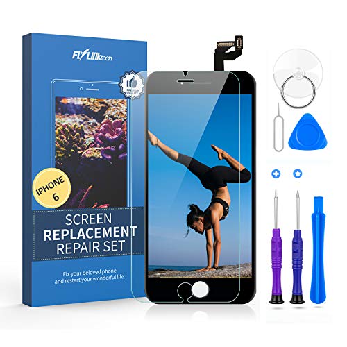 for iPhone 6 Screen Replacement, Flylinktech for iPhone 6 LCD Display Digitizer Touch Screen for iPhone 6 Screen Assembly with Full Repair Tools?4.7 Inch, Black?