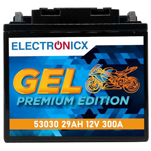 Electronicx GEL 53030 Batteria Moto 12V 29Ah 300A – Starter gel sigillato senza manutenzione, antivibrazione e a prova di perdite – per moto, quad, scooter, ATV, jetski e trattorini