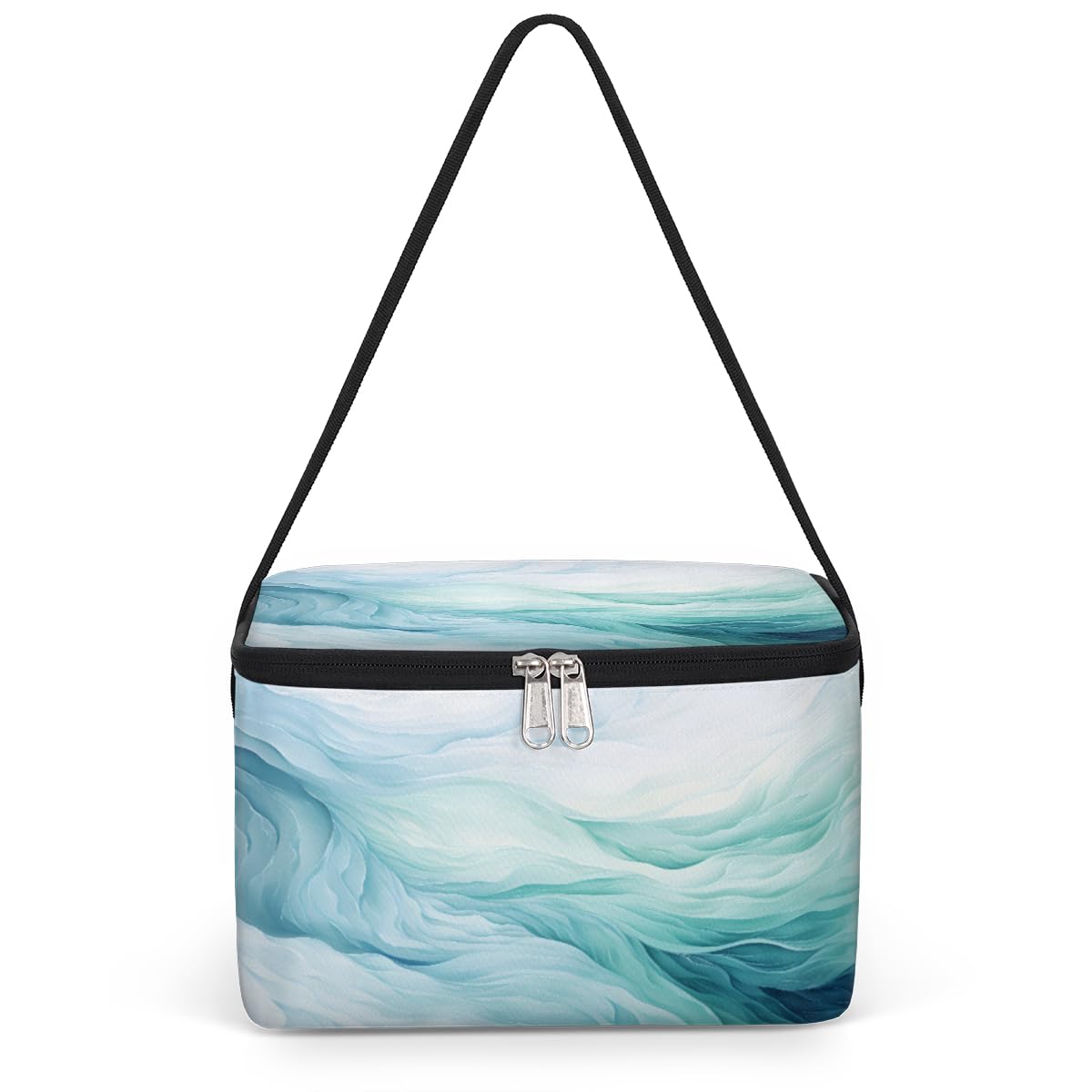 GzLeyigou Watercolor Texture Lunch Bags for Women Men 9 Cans, Hot & Cold Food Delivery Bag Insulated Grocery Bag Insulated Lunch Box Blue Gradient Cooler Bag for Office Work Picnic Beach