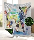 Carwayii Glow in Dark Blanket Goat Blanket Goat Gifts for Kids Cute Travel Couch Sofa Birthday Gifts - 65''x55''