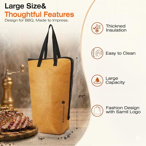 Image of BBQ Blanket for Resting Meat with Thermometer Probe Port - Insulated Meat Resting Bag for Brisket, Pork Shoulder, Turkey - Heavy Duty Meat Resting Bag, Father's Day Birthday Gift for Men Dad Husband