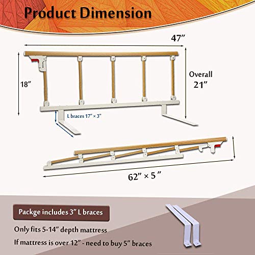 Bed Side Rails Safety Railings for Elderly Adults Seniors Bed Safety Rail Home Assist Handle Bedrail Grab Bar Bedside Cane Medical Supplies Folding Handicap Rails (48 ×18 INCH) - Thumbnail 6