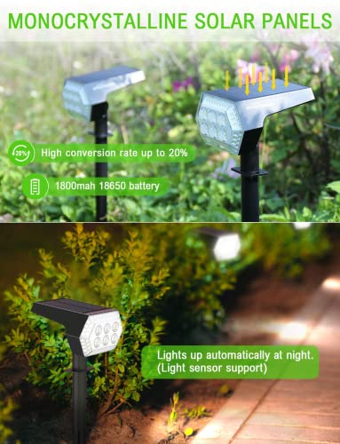 Whousewe Solar Spot Lights Outdoor, Solar Lights Outdoor Waterproof Ip65, 108 Leds 4 Bright Modes Solar Landscape Spotlights Wall & Ground Mounted (2 Pack,Cold White) #TOP4