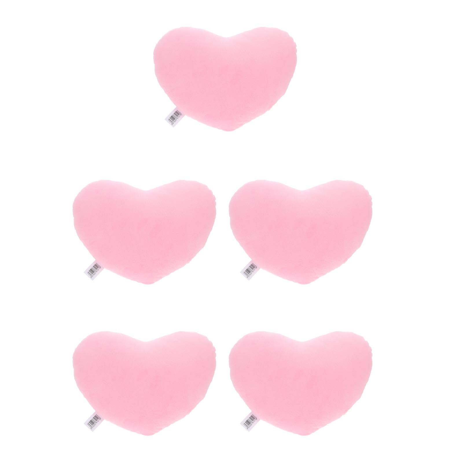 LOGOFUN 5pcs Heart Shaped Pillow Throw Plush Heart Decorative Pillow Adorable Heart Sofa Pillow for Home Office Bed Sofa Decoration - Pink, 30CM
