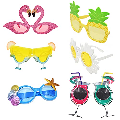 6 Pièces Hawai Été Lunettes de Fête, Lunettes de Fête Soleil Décoration, Nouveauté Lunettes de Soleil de Fête, Lunettes Très Intéressantes, Adaptées à la Photographie et à la Fête(6 Styles)