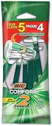 BIC Aparelho De Barbear Comfort 2 Pele Sensível C/ Fita Lubrificante 884626 Embalagem Leve 5 Pague 4