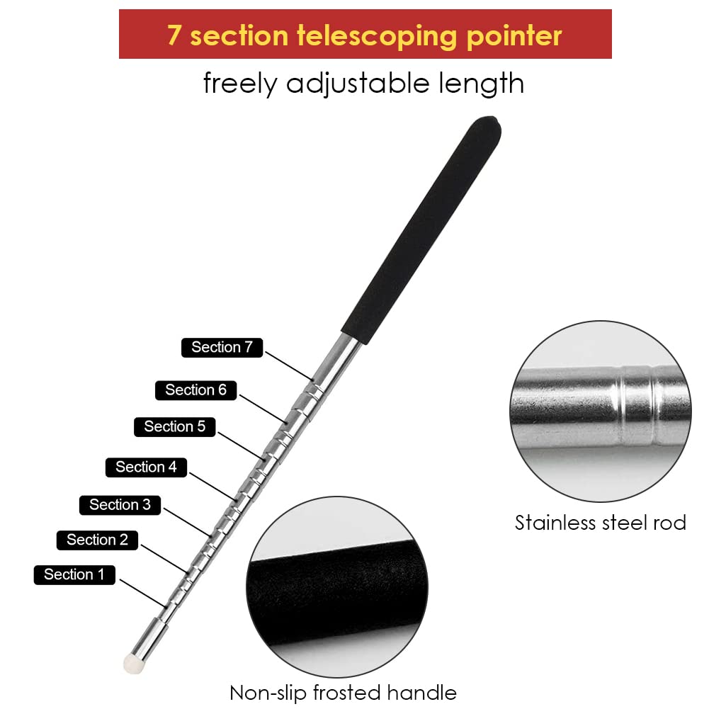 Bacchetta Telescopica Per Insegnanti - Estendibile Fino A 120cm, Puntatore Per Lavagne E Presentazioni