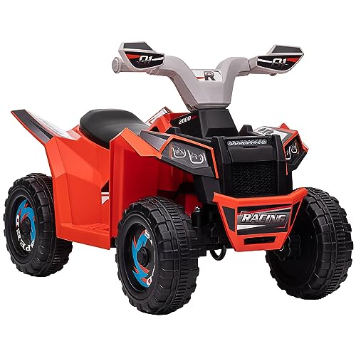 Aosom Kids ATV Quad Car, 6V Four-Wheeler Ride on Toy for Kids with Forward Backward Function, Wear-Resistant Wheels for Toddlers Ages 18-36 Months, Red