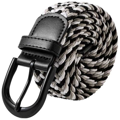Image of Mile High Life | Braided Stretch Elastic Belts | Pin Oval Solid Black Belt Buckle | PU Loop End Tip Men /Women /Junior Belt