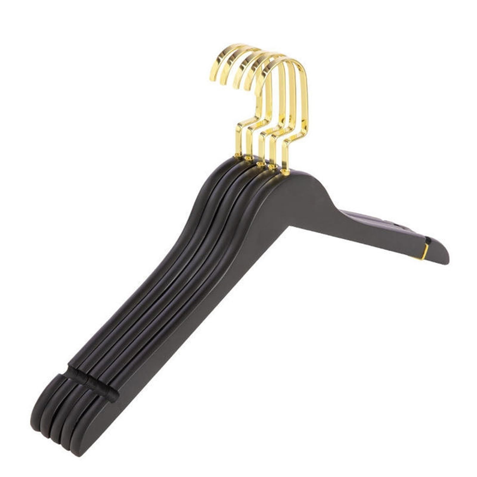 Natural Wooden Trousers Hangers 10Pcs Solid Wood Clothes Hanger Closet Organizer Suit Pants Drying Rack,Gold Hook Wardrobe Storage