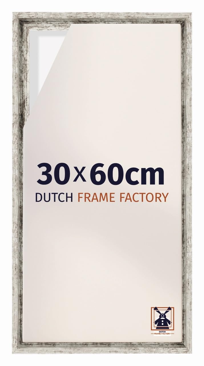 Dutch Frame Factory - Schattenfugenrahmen 30x60 - White Vintage - Rahmen für Leinwand Bilder auf Keilrahmen - MDF - Lausanne