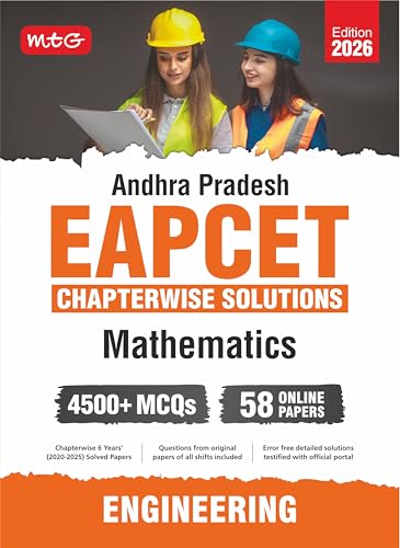 Image of MTG Andhra Pradesh (2025-2020) EAPCET Chapter-wise Previous Year Solved Question Papers Mathematics Book | 4500+ PYQs Question with Detailed Solutions For 2026 Exam