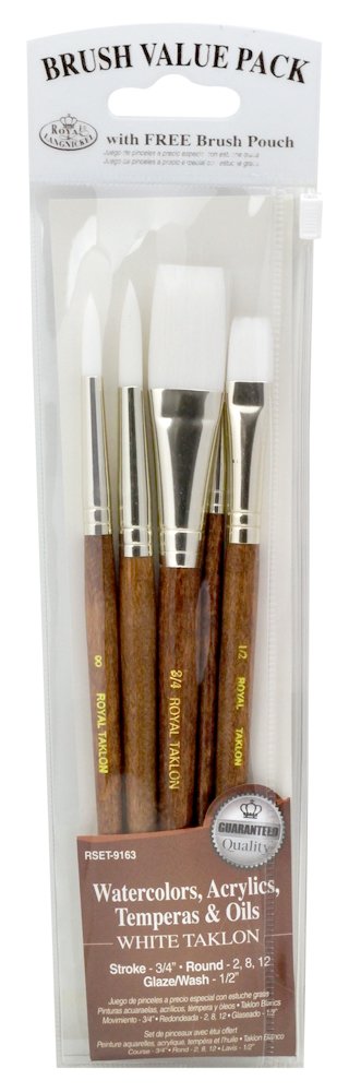 Royal Brush Langnickel White Taklon Brush Set Value Pack, Stroke