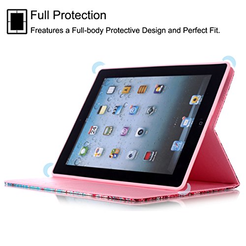 Ipad Case, Ipad 2 3 4 Case, Newshine Pu Leather Magnetic Flip Wallet Kickstand Case Cover [Auto Sleep/Wake Feature] For Apple Ipad 2/Ipad 3/Ipad 4 (Blue Sea&Sunset) #TOP4