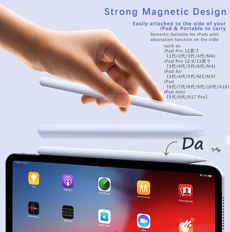 Lápiz capacitivo para iPad Pro M4 mini Air con conector de carga rápida 7