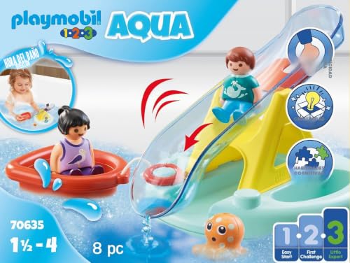 PLAYMOBIL 1 2 3 Aqua 70635 Isla de Baño flotante con tobogán para niños de 18 meses 3