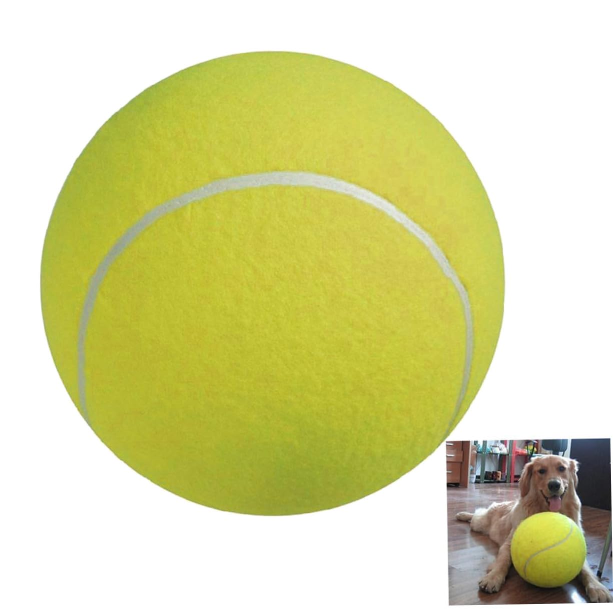 Cabilock Pallone da Tennis Gigante 24cm per Animali Gonfiabile in Gomma con Ago 2 Unitá