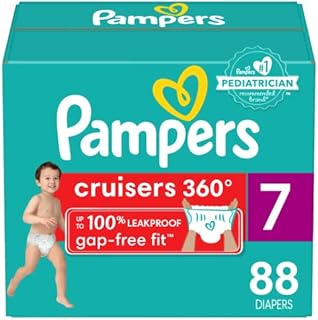 Diapers Size 7, 88 Count - Pampers Pull On Cruisers 360° Fit Disposable Baby Diapers with Stretchy Waistband, (Packaging & Prints May Vary)