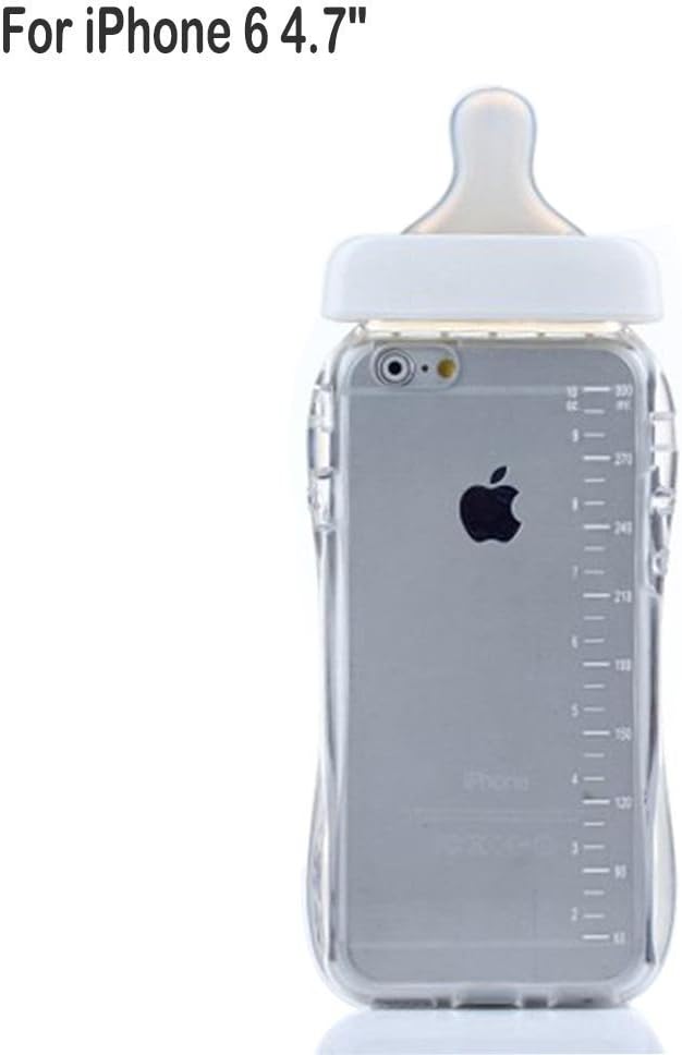 New For Apple iPhone 6 4.7"/6 Plus 5.5 inches Creative Simulation baby milk bottle clear case Soft Silicone Protective Phone Back Case Covers (4.7 inches White)
