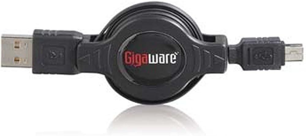 Gigaware Retractable USB AM to Mini5B Cable