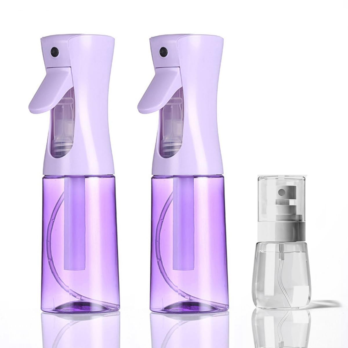 3 Pack Spray Bottles, 2-Pack Continuous Spray Bottles,Fine Water Mist Spray Bottles for Hair 6.8 OZ (200 ML) and 1oz 30ml Travel Spray Bottle Mister for Cleaning,Hairstyling,Plants,Barbers,Pets Purple