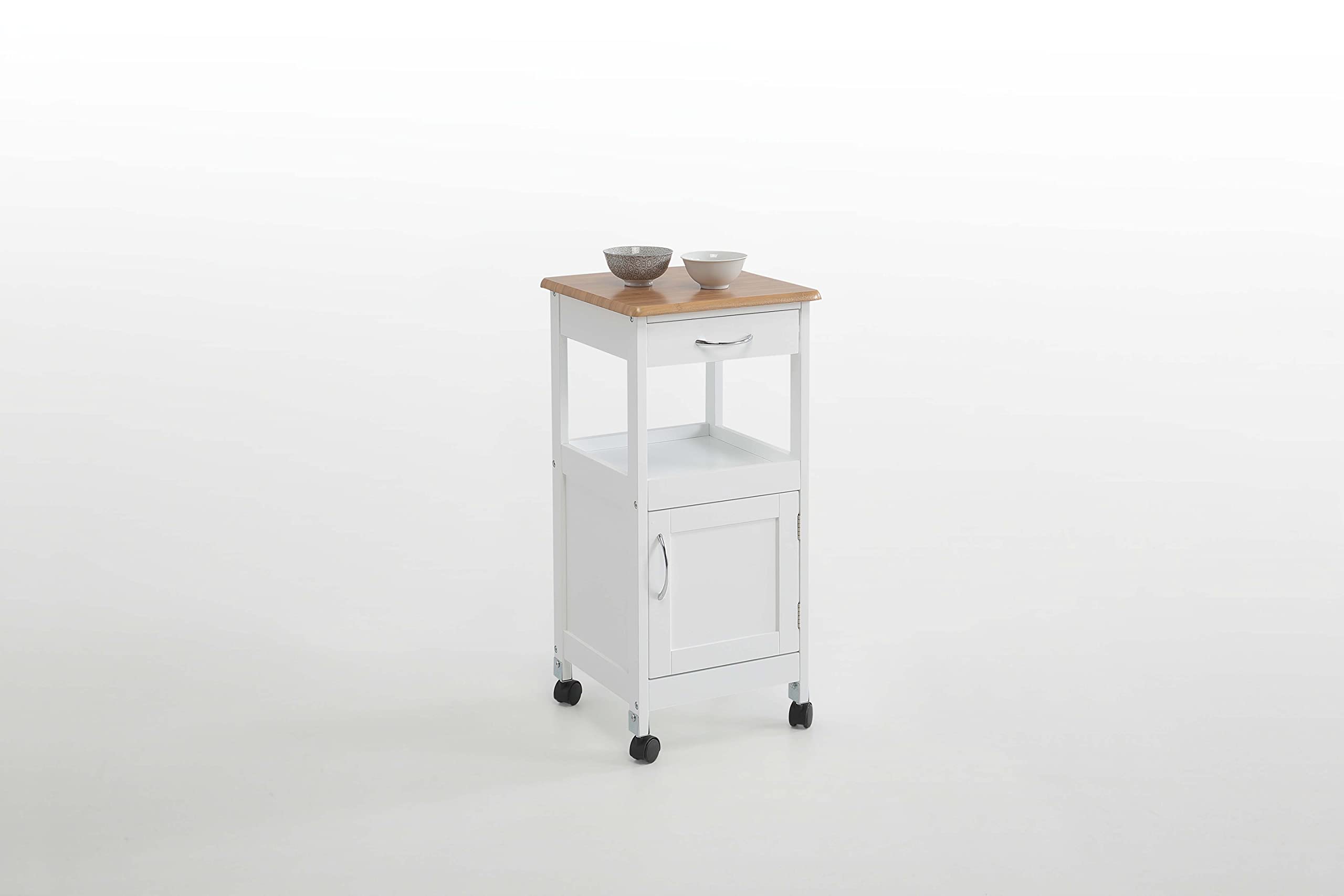 Kit Closet 7040028004 - Carrello da Cucina 1 Anta + cassetto, Legno/Bianco, 37 x 37 x 76
