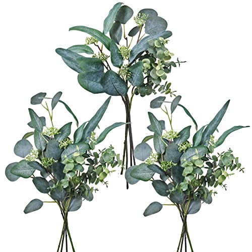 Winlyn 14 Pcs Mixed Eucalyptus Leaves Stems Bulk Artificial Greenery Stems Green Branches Eucalyptus Leaves Plant For Floral Arrangement Wreath Centerpieces Bouquets Wedding Holiday Greens Decor #TOP24