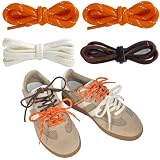 UamGlsob 4pc Gemischte Bunten Schuhbänder in Farben für Sneakers, Lustiges und Niedliches Design, Runde, Leder und Flache DIY Schnürsenkel (Multicolor-Orange)