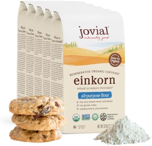 Jovial Organic Einkorn Unbleached All Purpose Flour, Non-GMO, 32 Oz, 5 Pack