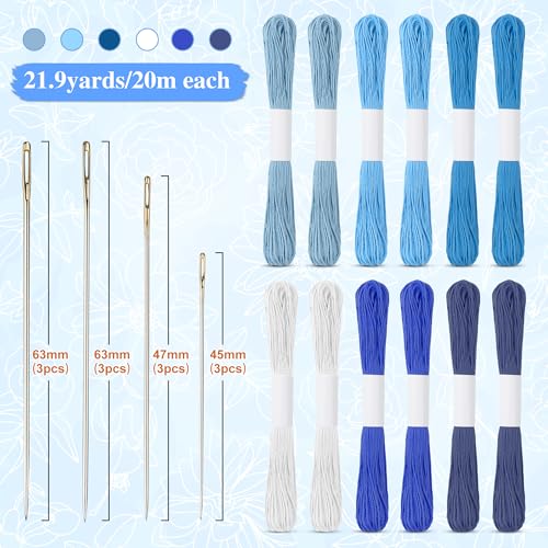 Kit de Hilos Sashiko 46 Piezas Azul miniatura 2