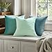 MIULEE Velvet Throw Pillow Covers 18x18 Inch, Pack of 2 -Aqua Green, Soft Solid Decorative Pillow Covers Square Cushion Cases Farmhouse Modern Home Decor for Spring Couch Sofa Bedroom Living Room