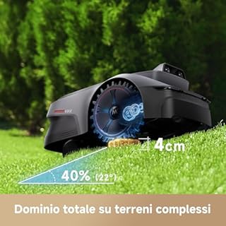MOVA ViAX 250 Robot Tagliaerba Senza Filo Perimetrale, Consigliato 250m², Mappatura con Assistenza IA, Percorso a U, Rilev Ostacoli Dual Vision, Taglio Bordi Ottimizzato, Terreni Complessi,Ctrl da App
