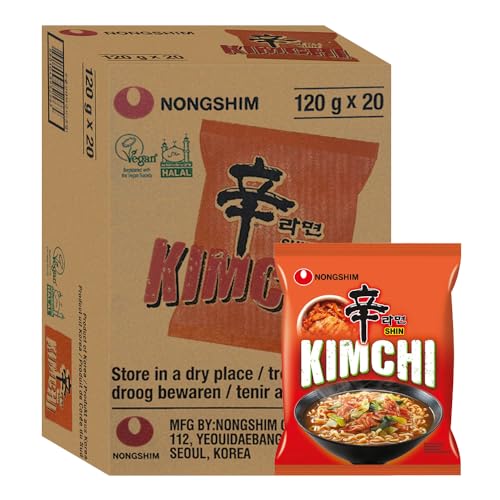 Starry Mart Nong Shim SHIN KIMCHI Ramyun Ramen Noodles 120g (Box of 20 Packets) 120 g (Pack of 1)