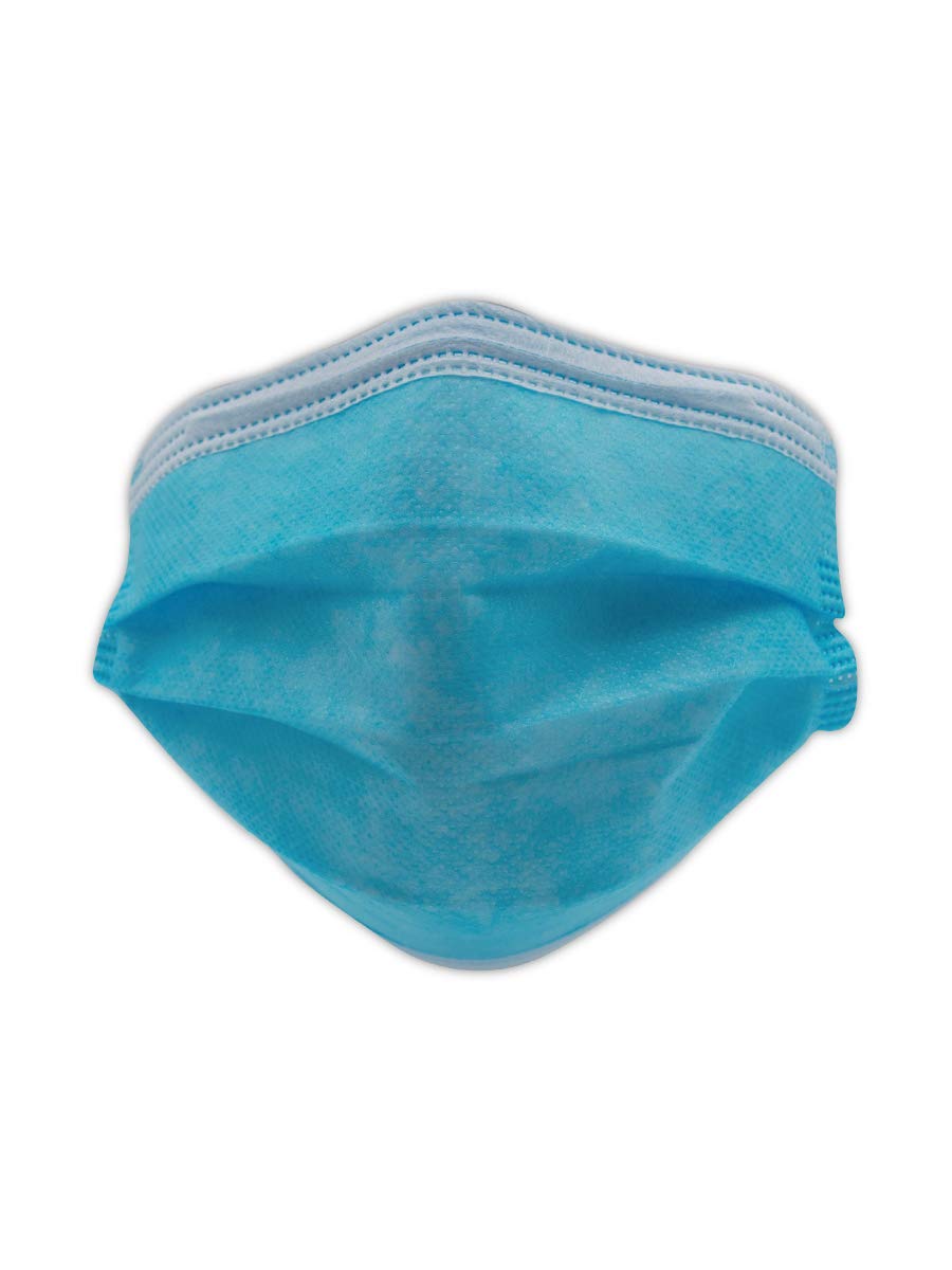 MAGID MM001 Disposable Face Masks with Adjustable Nose Clip, Triple-Layer Construction, Non-Woven Material, Blue
