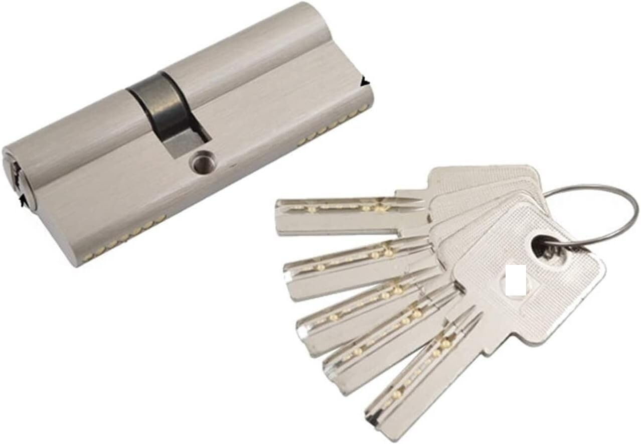 Ykmyxz Length 110Mm Barrel Lock, Lock Cylinder Core 32Mm Height Internal External Double Unlocking Security Door Interior Barrel With 5 Keys(Length 110Mm)