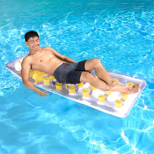 Image of Poolmaster Classic French Pocket Inflatable Swimming Pool Mattress Float for Adults, Yellow