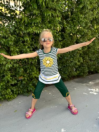 Image of LUKYCILD Baby Girls Summer Clothes Casual Clothing Suit Short Sleeve Striped T-Shirt +Pants