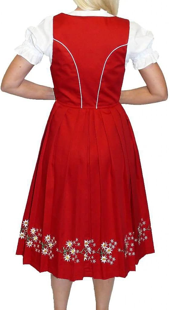 Dirndl Trachten Haus 3-Piece Red Dirndl Dress Set for Women – Long German Oktoberfest Outfit - Image 6