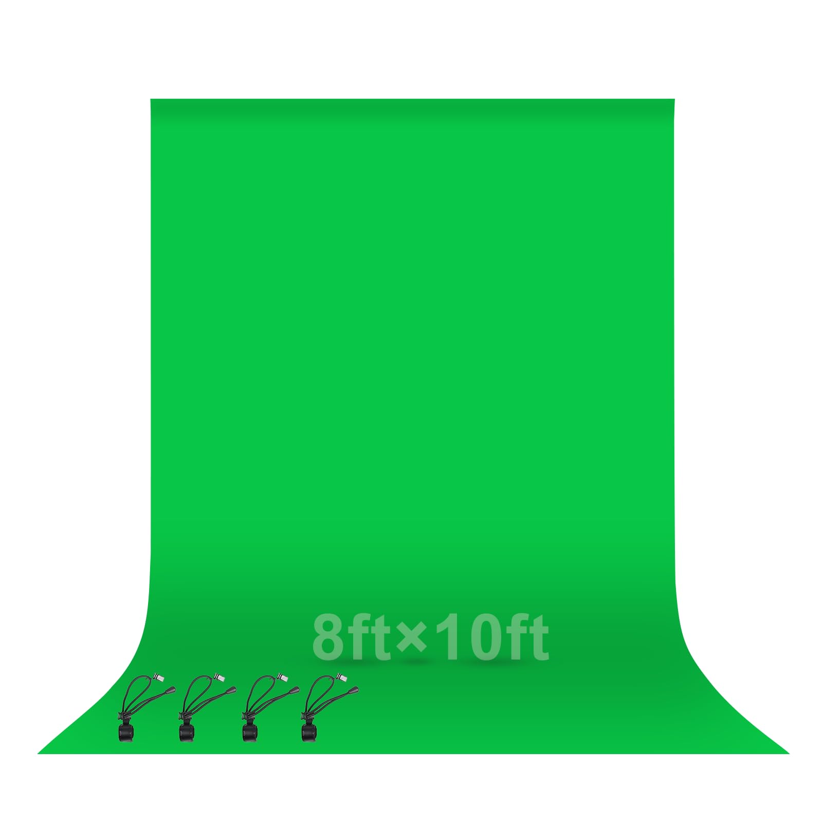 EMART 8x10ft/2.4x3m Green Screen, Chroma-Key Greenscreen Cloth Photography Background Photo Backdrop Sheet for Video Studio, Photoshoot, Live Streaming, Zoom, 4 Backdrop Clips Included