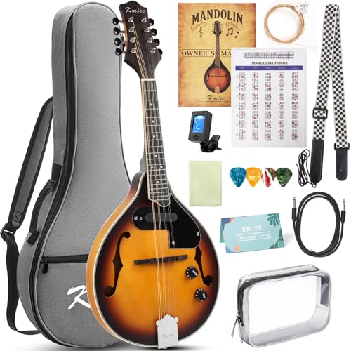 Mandolin Instrument A Style, Electric Acoustic Mandolins Instrument Kit 8 String with Tuner Strap...