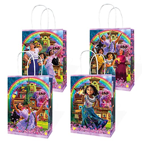 Phoenix Party 12 Encanto Gift Bags Girls Magic Theme Party Supplies Happy Birthday Gifts Paper Bag For Boy Girl, Purple With Handle, 8.3X5.9X3.1 Inch (Pack Of 12) #TOP14