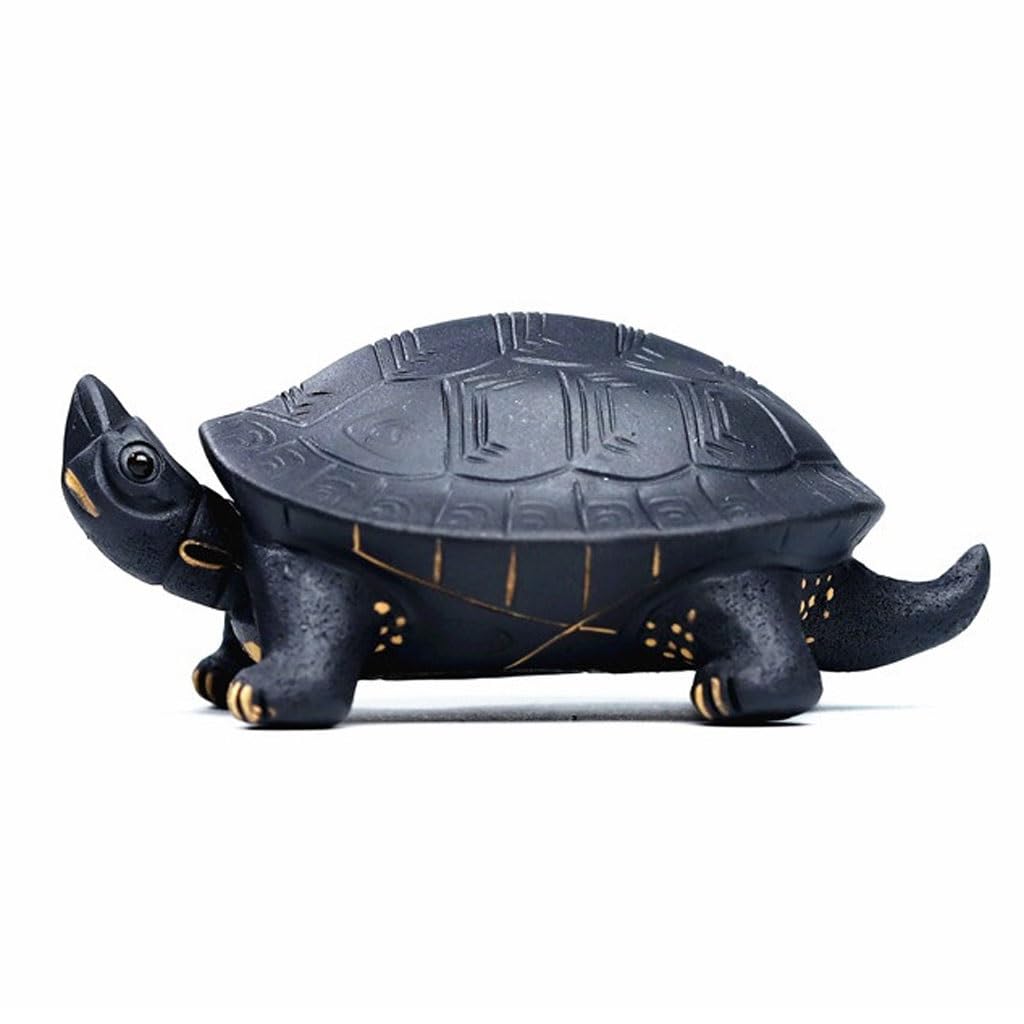 ENGENDER Kung Fu Tea Pet Tea Ornaments Purple Clay Fortune Turtle Desk Pet Handmade Sculpture Home Decoration
